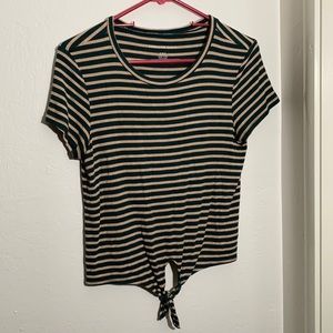 AE Teal/Mustard/White Striped Tie Knot T-Shirt